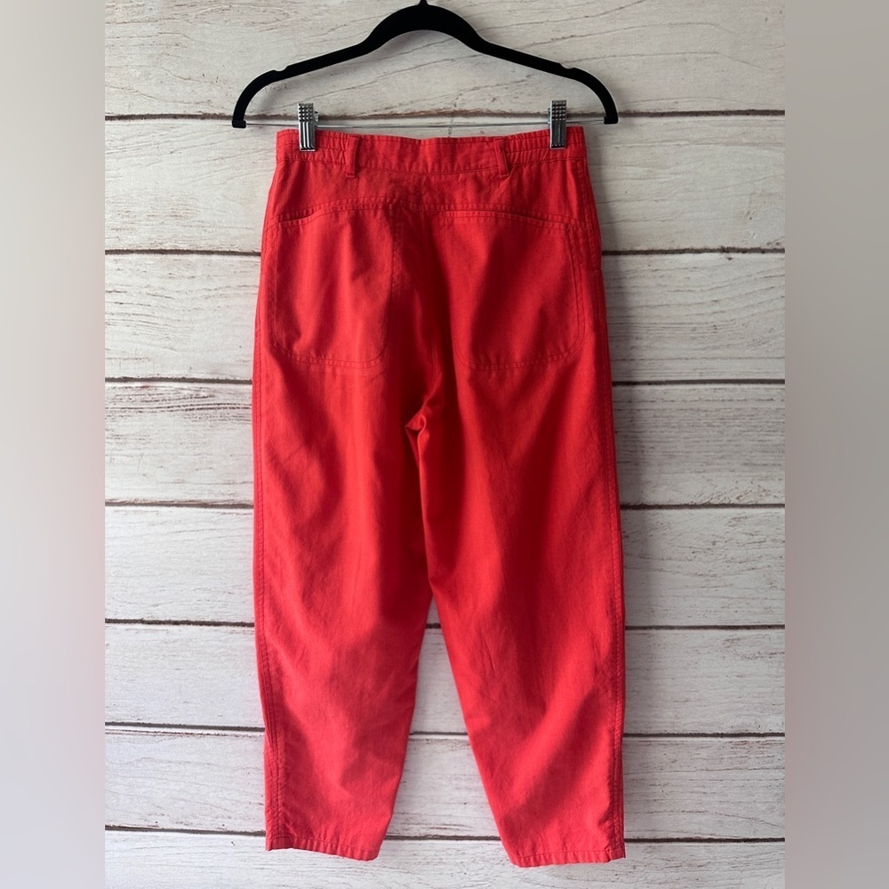 Vintage 1980s Gitano High-Waisted Red Tapered Pants - Size 5/6 Retro Office - Picture 2 of 9